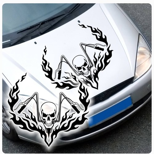 Auto aufkleber skull biker - auto,