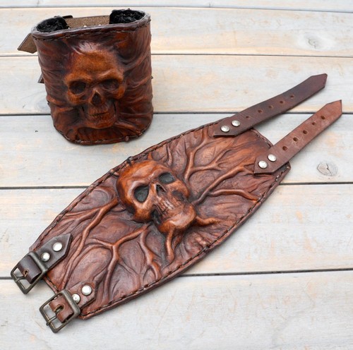 Armband leder totenkopf skull - armband,