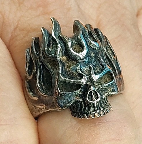 Vintage flame skull - , biker