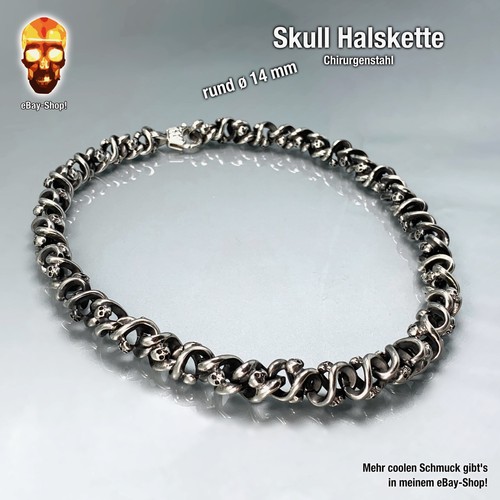 Runde skull halskette - runde, mm
