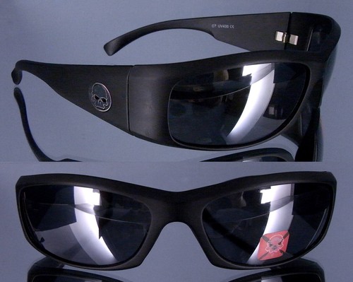 Bikerbrille schwarz matt skull - schwarz,
