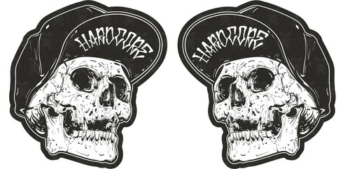 Skull aufkleber hardcore - 2x,