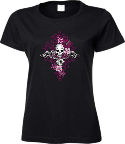 Shirt schwarz totenkopf - t,