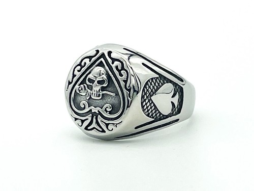 Skull ace edelstahl ring biker - skull,