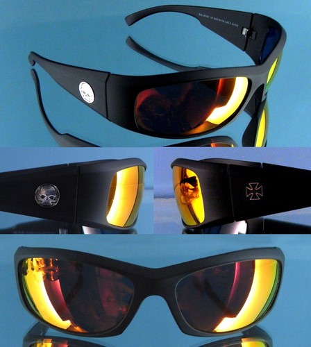 Bikerbrille matt schwarz skull - schwarz,