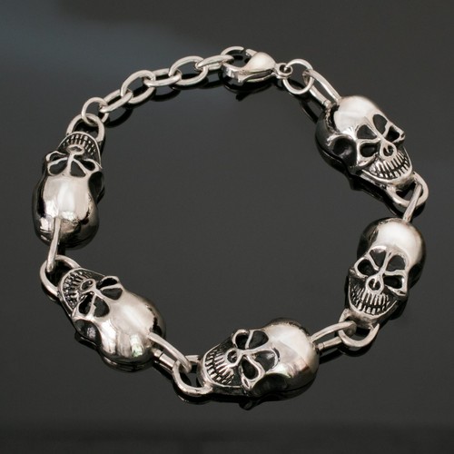 Totenkopf armband edelstahl - totenkopf,