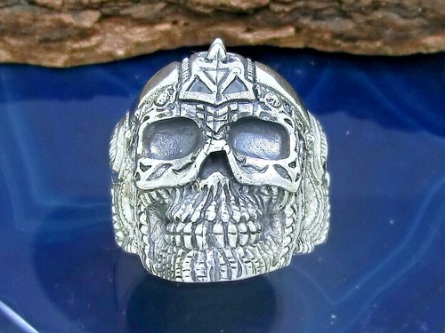 Totenkopf ring mit helm 925 - totenkopf,