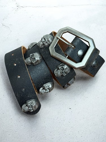 Vintage skull leder gürtel - vintage,